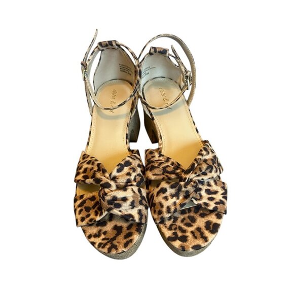 Violet & Red Sharla Leopard Print Platform Heels Sandals Cork Ankle Strap 9.5 - Picture 2 of 12